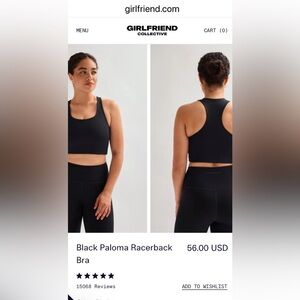 Girlfriend Collective Paloma Racerback Sports Bra XS Black